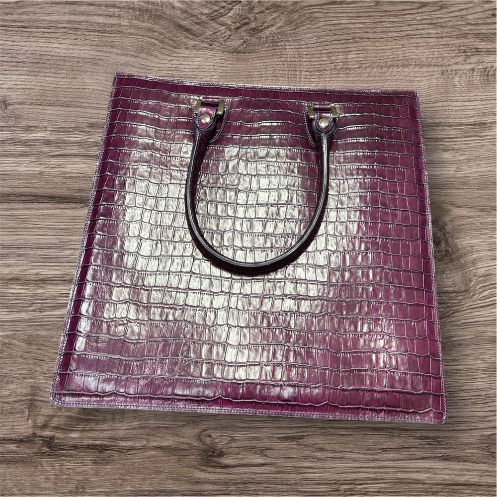 L.A.P.A Cristofomo Colombo bag Elegant Purple Crocodile-Leather Tote Bag